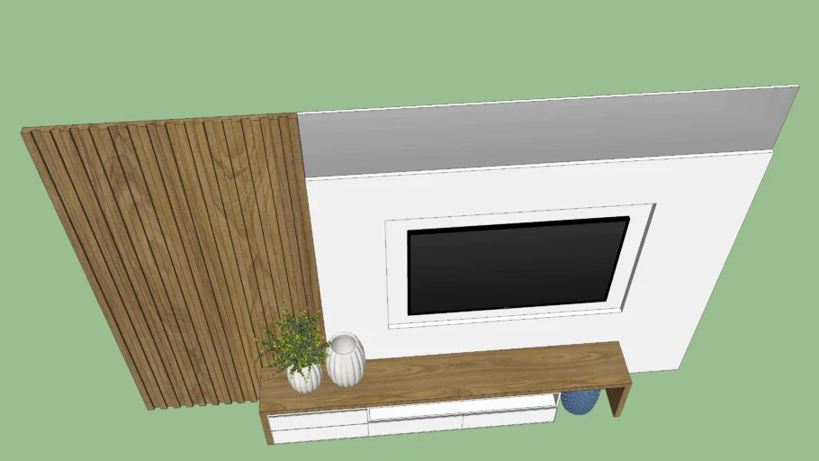 Painel ripado misto com rack