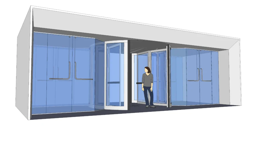 revolving glass door entry