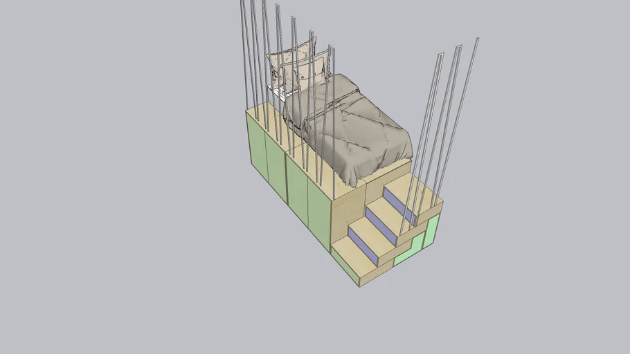 Lit mezzanine filet et rangement