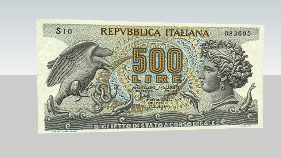 500 lire di carta Aretusa 1966
