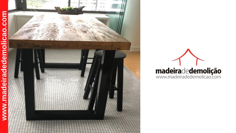 MESA DE MADEIRA - MESA RUSTICA - FERRO U 2,00M