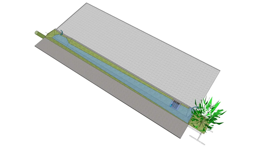 Drainage Swale with Storm Storage Pipe and Tree Irrigation