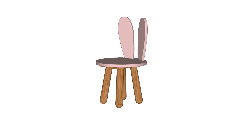 Cadeira infantil rosa orelhinhas coelho - GRÃO DE GENTE - (54cmX31cmX31cm)