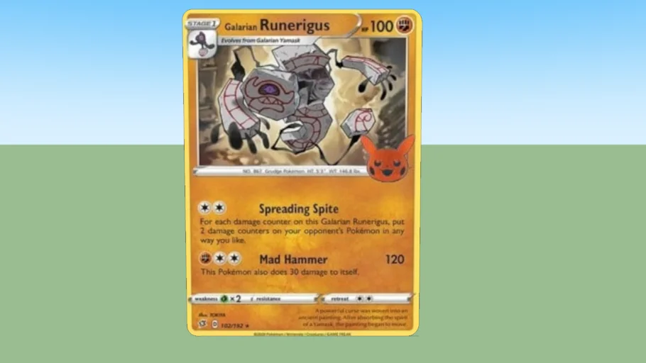 Pokemon card Galarian runerigus hp 100