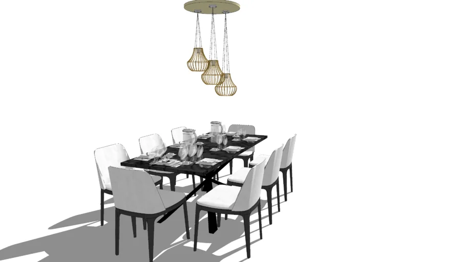 8 SEATER DINING SET WHITE