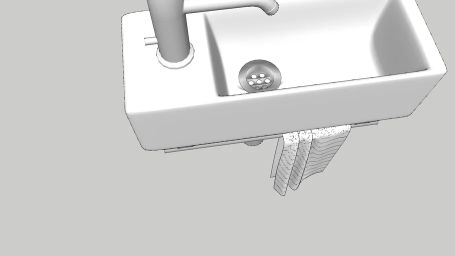 Whitehaus Mini Wall-Mount Sink with towel bar and towel and drain