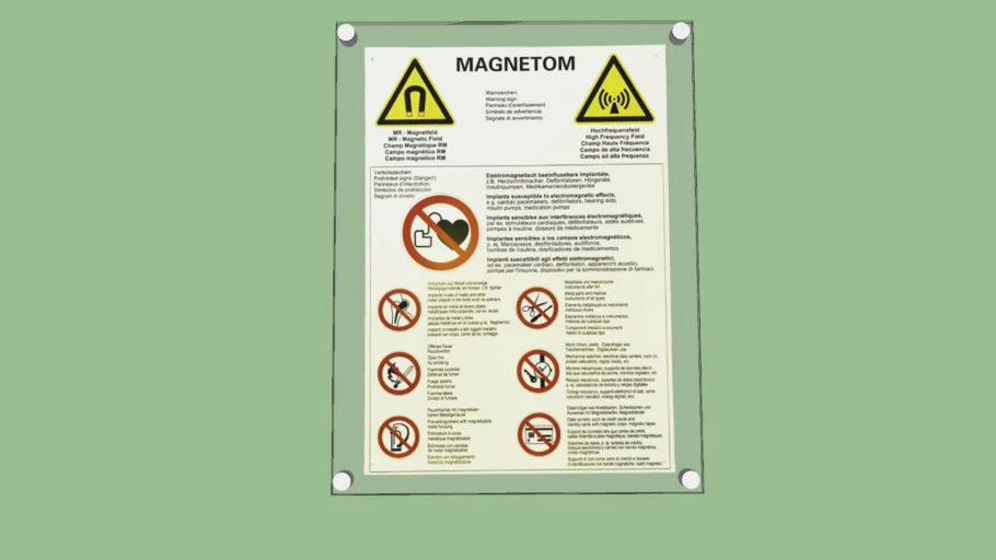 SIEMENS MRI magnetom warning sign | 3D Warehouse