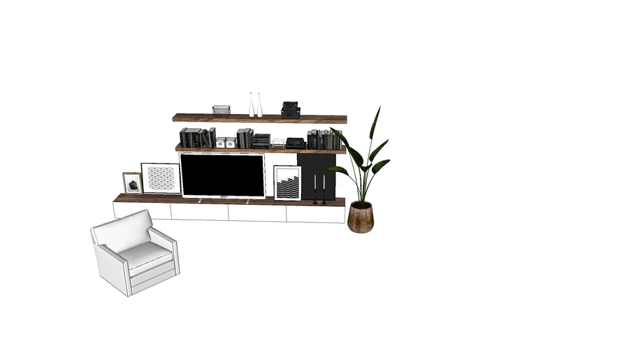 TV Wall Unit and Swivel Chair