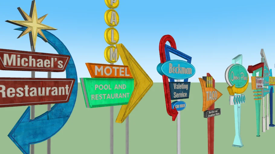 Retro Googie sign set