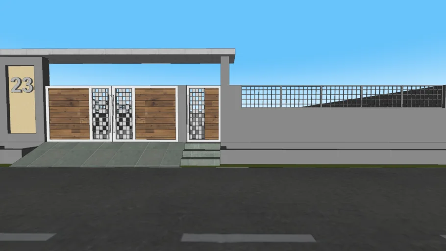 Modern Compound Wall with Main Gate