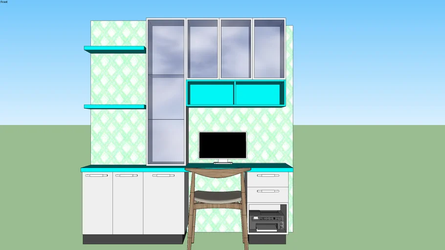 Study table design with open shelving | 3D Warehouse