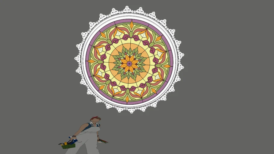 Ceiling stained glass Victorian style faux skylight