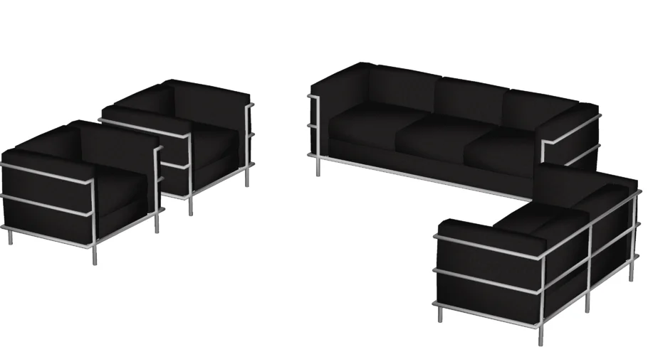 Le Corbusier's LC2 Style Living Room Set (Low Poly)