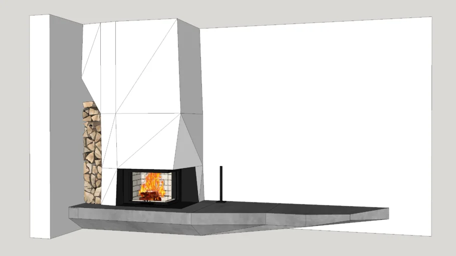 Modern Fireplace with Minimalist Companion Set