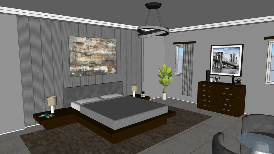 Modern bedroom gray themed
