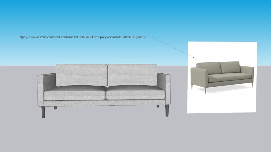 WEST ELM- Harris Loft Sofa - Metal Legs