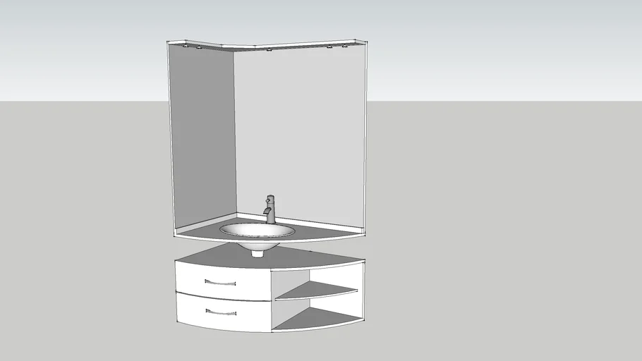 corner basin with mirror 