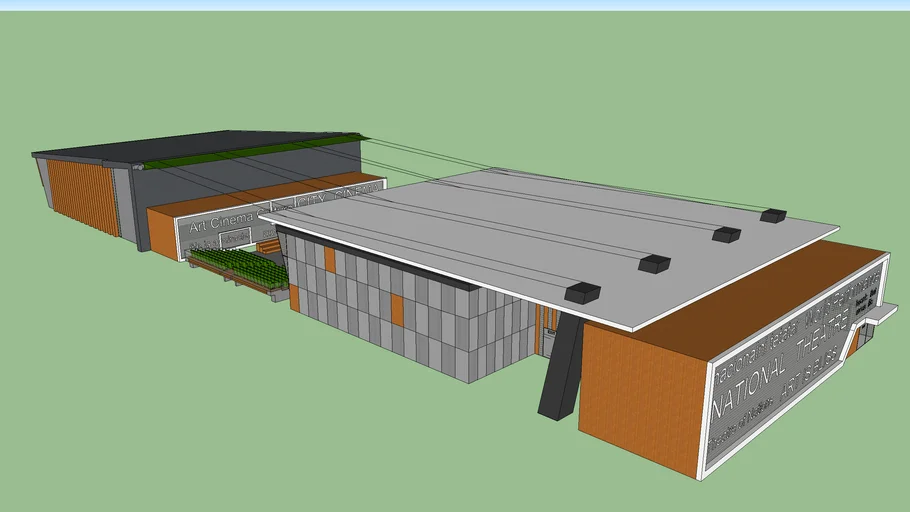 CINEMA AND THEATER BUILDING WITH SUMMER SCENE WITH MOVABLE ROOF