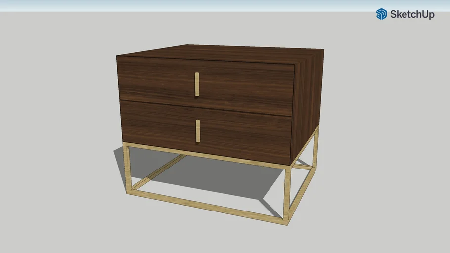 Bedside table brown gold wood