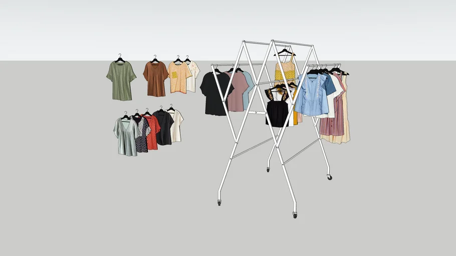 STAINLESS STEEL RACK & HANGING CLOTHES | 3D Warehouse