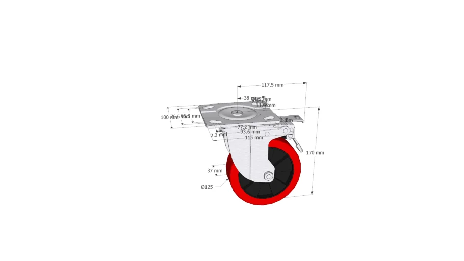 Bánh xe đẩy Pleyma PU 5Inch