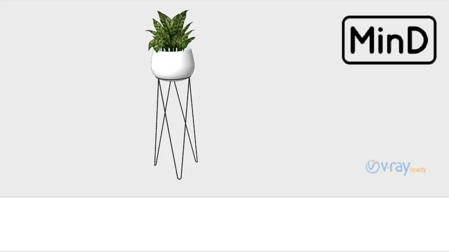 Tripé para vaso preto P + Cachepot ball branco