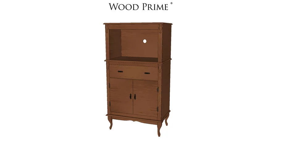Armário para Forno Microondas Pés Luis XV - Wood Prime