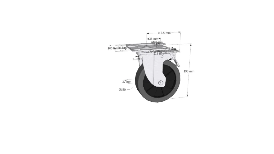 Bánh xe đẩy TPR 6Inch khóa