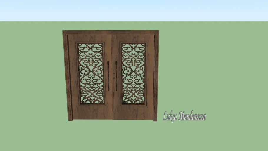 PORTA ANTIGA CLASSICA MADEIRA C.FERRO 2 FOLHAS COM VIDRO 2.00 X2,10 X0,20 LUKAS MENDONZZA