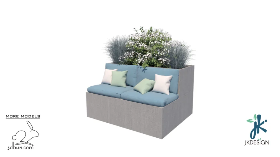 3dbun.com - Outdoor bench with planter