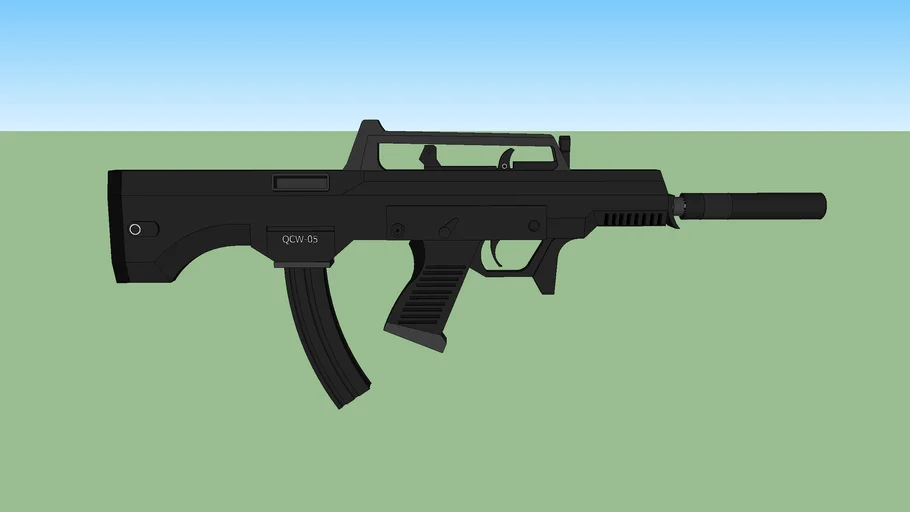 QCW-05 With silencer and rail with iron sights