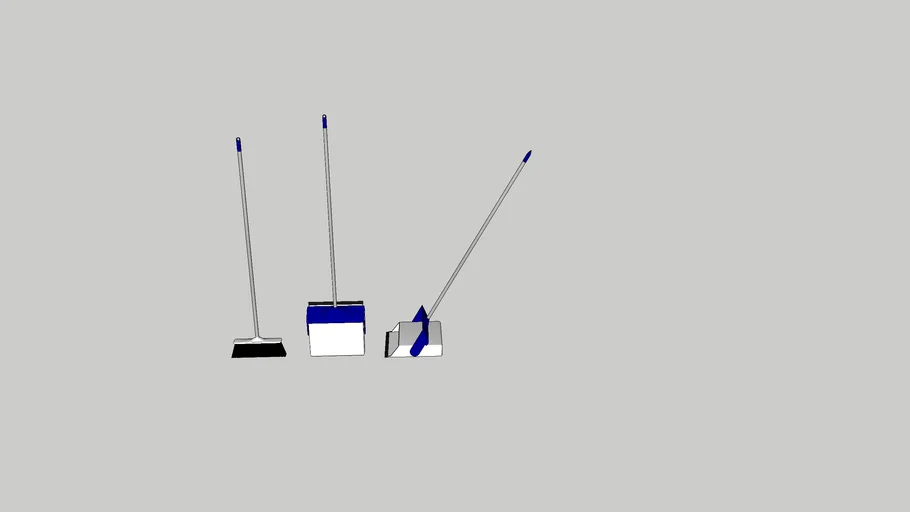 High poly broom and dust pan