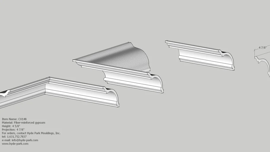 4 5/8"H x 4 7/8"P plaster crown moulding CV148