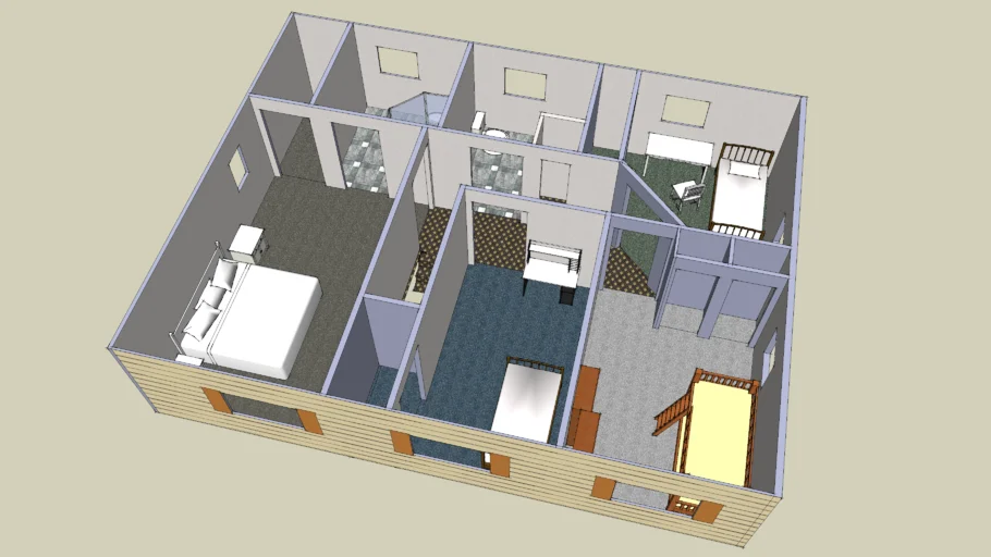 Second floor floorplan traditional 4-bedroom colonial house