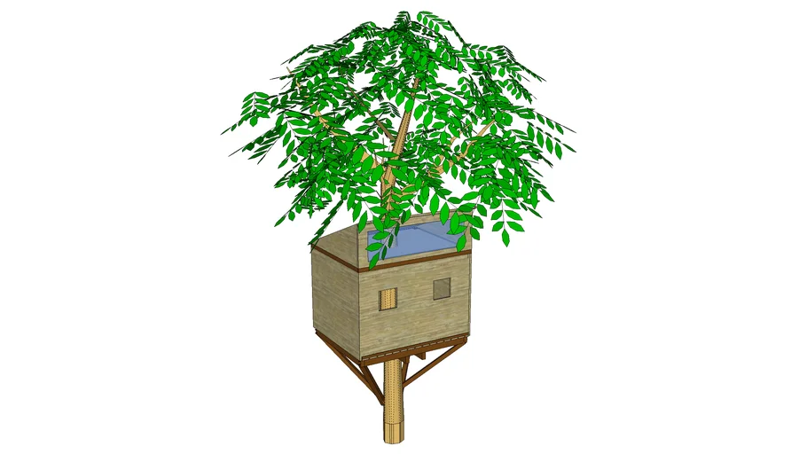 Baumhaus für einen Baum mit Dachschräge