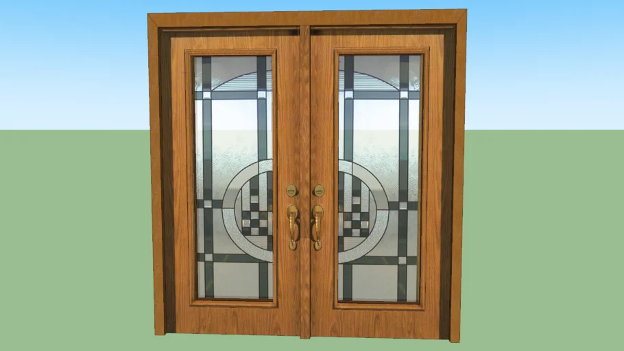 OAK DOOR WITH ART DECO GLASS