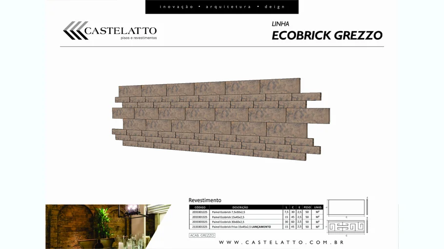 revestimento castelatto, Ecobrick grezzo