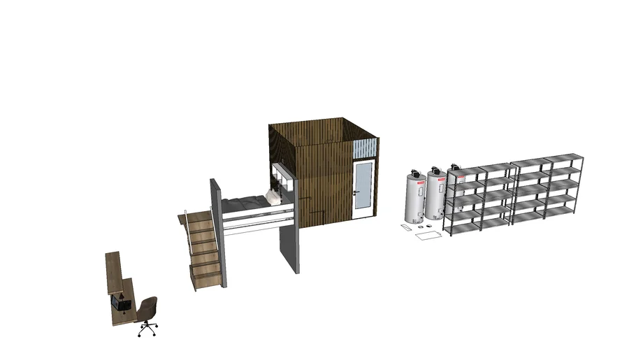 bunk bed -desk- dry sauna-mechanical room