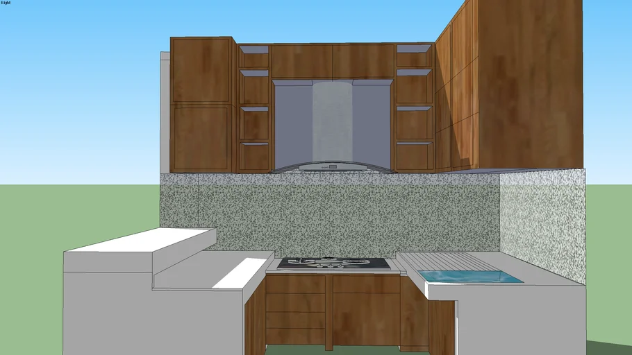 kitchen set with cooker hood