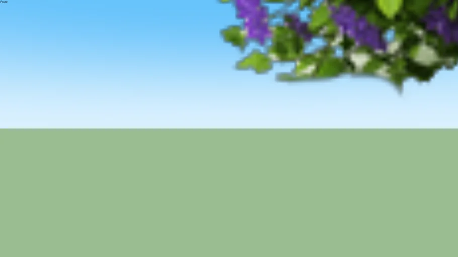 blue flowered shrub with figure