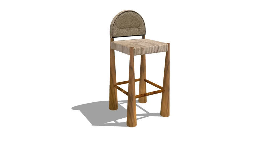 DOVETAIL Laredo Bar Stool, Teak w/Synthetic Woven