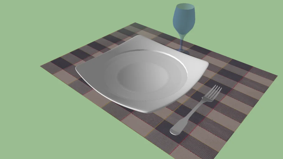 Plate, glass and fork