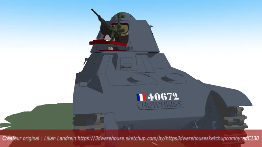 WW2 French army Hotchkiss H.38 light tank with anti-air gun