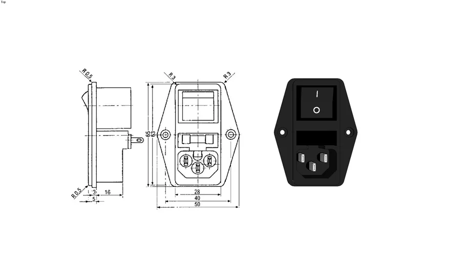 EURO zásuvka s vypínačem a pojistkou (EURO plug with switch and fuse)