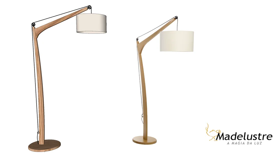 LUMINÁRIA DE CHÃO PISO AMANDA 190X95CM MADEIRA E TECIDO - MADELUSTRE 2771