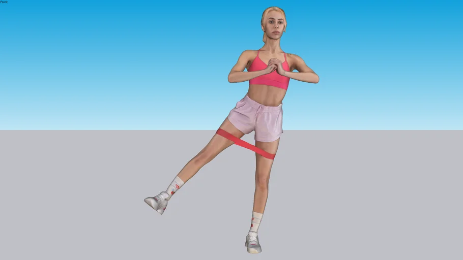 Woman exercising with fitness rubber band