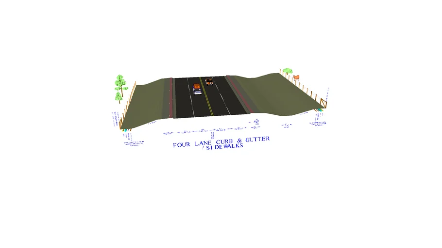 Four Lane Curb and Gutter