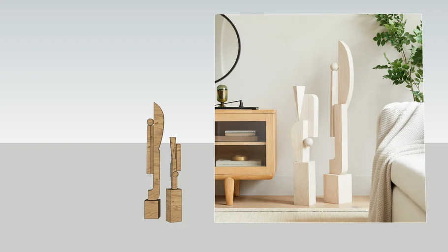 WEST ELM - Geometric Wood Floor Sculptures