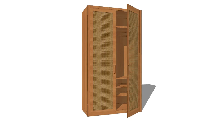Wardrobe Wooden : Rattan Woven
