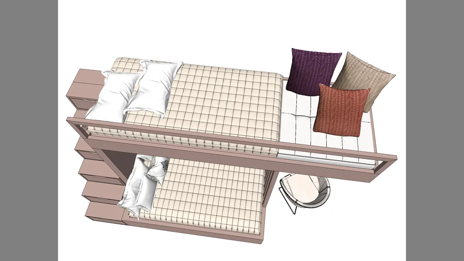 cama beliche com escada e penteadeira
